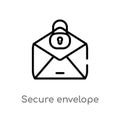 outline secure envelope vector icon. isolated black simple line element illustration from security concept. editable vector stroke Royalty Free Stock Photo