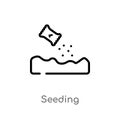 outline seeding vector icon. isolated black simple line element illustration from nature concept. editable vector stroke seeding