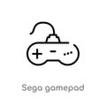 outline sega gamepad vector icon. isolated black simple line element illustration from technology concept. editable vector stroke