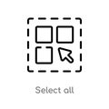 outline select all vector icon. isolated black simple line element illustration from geometry concept. editable vector stroke