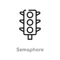 outline semaphore vector icon. isolated black simple line element illustration from transport concept. editable vector stroke