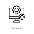 outline services vector icon. isolated black simple line element illustration from technology concept. editable vector stroke