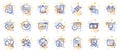Outline set of Accounting, Strategy and Attachment line icons for web app. Pictogram icon. Vector
