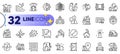 Outline set of Algorithm, Warning and Entrance line icons. For web app. Vector