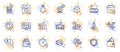 Outline set of Augmented reality, Hold heart and Deflation line icons for web app. Pictogram icon. Vector
