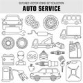 Outline set autoservice icons. Royalty Free Stock Photo