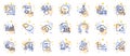 Outline set of Bank document, Cloud computing and View document line icons for web app. Pictogram icon. Vector