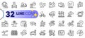 Outline set of Bicycle parking, Delivery truck and Gps line icons. For web app. Vector