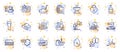 Outline set of Boat, Employee and Opinion line icons for web app. Pictogram icon. Vector