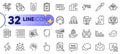 Outline set of Business portfolio, Checklist and Brush line icons. For web app. Vector