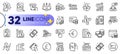 Outline set of Buying, Bid offer and Bitcoin line icons. For web app. Vector