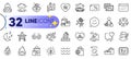 Outline set of Car travel, Smile chat and Gps line icons. For web app. Vector