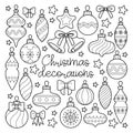 Outline set of Christmas and New Year decorations Royalty Free Stock Photo