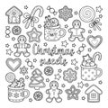 Outline set of Christmas and New Year sweets Royalty Free Stock Photo