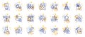 Outline set of Christmas tree, Gears and Rating stars line icons for web app. Pictogram icon. Vector