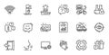 Outline set of Clapping hands, Question bubbles and Smile chat line icons for web application. For design. Vector