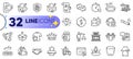 Outline set of Clapping hands, Shop and Dirty t-shirt line icons. For web app. Vector