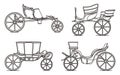 Outline set of classic cab, retro wagon Royalty Free Stock Photo