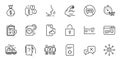Outline set of Column diagram, Upload file and Browser window line icons for web application. For design. Vector Royalty Free Stock Photo