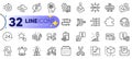 Outline set of Copyright chat, Ranking star and Survey progress line icons. For web app. Vector