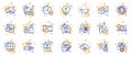 Outline set of Coronavirus, 5g cloud and Face scanning line icons for web app. Pictogram icon. Vector