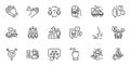 Outline set of Delegate question, Clapping hands and Genders line icons for web application. For design. Vector
