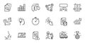 Outline set of Demand curve, Internet document and Meeting line icons for web application. For design. Vector