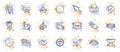 Outline set of Dice, Calories and Touchscreen gesture line icons for web app. Pictogram icon. Vector