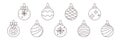 Outline Set of different Christmas ornaments Royalty Free Stock Photo