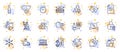 Outline set of Document, Discounts ribbon and Loyalty points line icons for web app. Pictogram icon. Vector