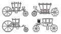 Outline set of dormeuse chariot or royal carriage Royalty Free Stock Photo