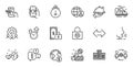 Outline set of Education, Password encryption and Restaurant food line icons for web application. For design. Vector