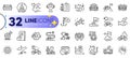 Outline set of Electric bike, Fishing and Laureate line icons. For web app. Vector
