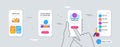 Outline set of Employee results, Resume document and Checklist line icons for web application. For design. Vector Royalty Free Stock Photo