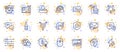Outline set of Employees messenger, Lamp and Chat bubble line icons for web app. Pictogram icon. Vector