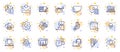 Outline set of Execute, Cyber attack and Voicemail line icons for web app. Pictogram icon. Vector