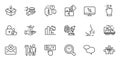 Outline set of Fingerprint research, Reject mail and Buying line icons for web application. For design. Vector