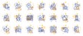 Outline set of Flight destination, Maze and Rise price line icons for web app. Pictogram icon. Vector