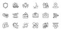 Outline set of Hold heart, Target and Reject mail line icons for web application. For design. Vector