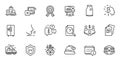 Outline set of Inspect, Checkbox and Refrigerator line icons for web application. For design. Vector