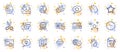Outline set of Instruction manual, Consumption growth and Time management line icons for web app. Pictogram icon Vector