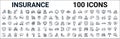 Outline set of insurance line icons. linear vector icons such as building insurance,safe,wounded,drown,repair,insurance of a