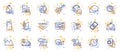 Outline set of Internet pay, Fisherman and Dots message line icons for web app. Pictogram icon. Vector