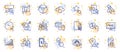Outline set of Journey, Noise and Phone calculator line icons for web app. Pictogram icon. Vector