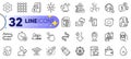 Outline set of Journey path, Density and Face biometrics line icons. For web app. Vector