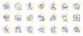 Outline set of Loan, Inventory cart and Horns hand line icons for web app. Pictogram icon. Vector
