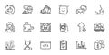Outline set of Moisturizing cream, Share mail and Security app line icons for web application. For design. Vector