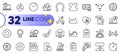 Outline set of Music, Chemistry lab and Idea line icons. For web app. Vector