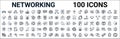 Outline set of networking line icons. linear vector icons such as cloud server,cloud storage,spam,wlan,protected,bot,internet