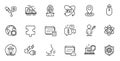 Outline set of Nurse, Fake internet and Account line icons for web application. For design. Vector
